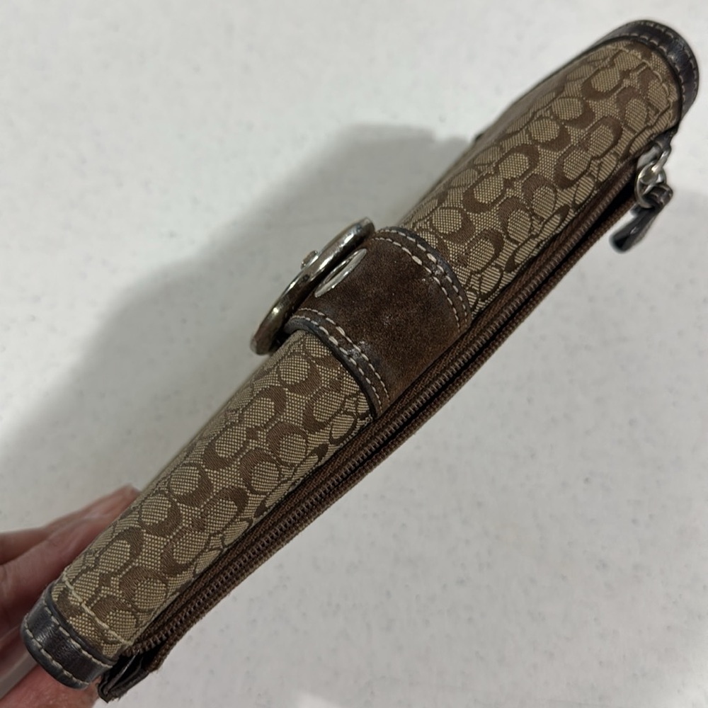 Coach Brown Monogram Wallet with Buckle Authentic - Picture 5 of 13